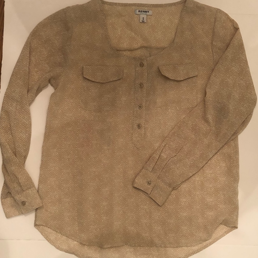 Old Navy beige and white printed blouse